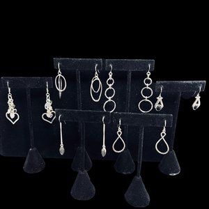 Lot of 6 Silver Tone Pierced Dangle Earrings (4650)